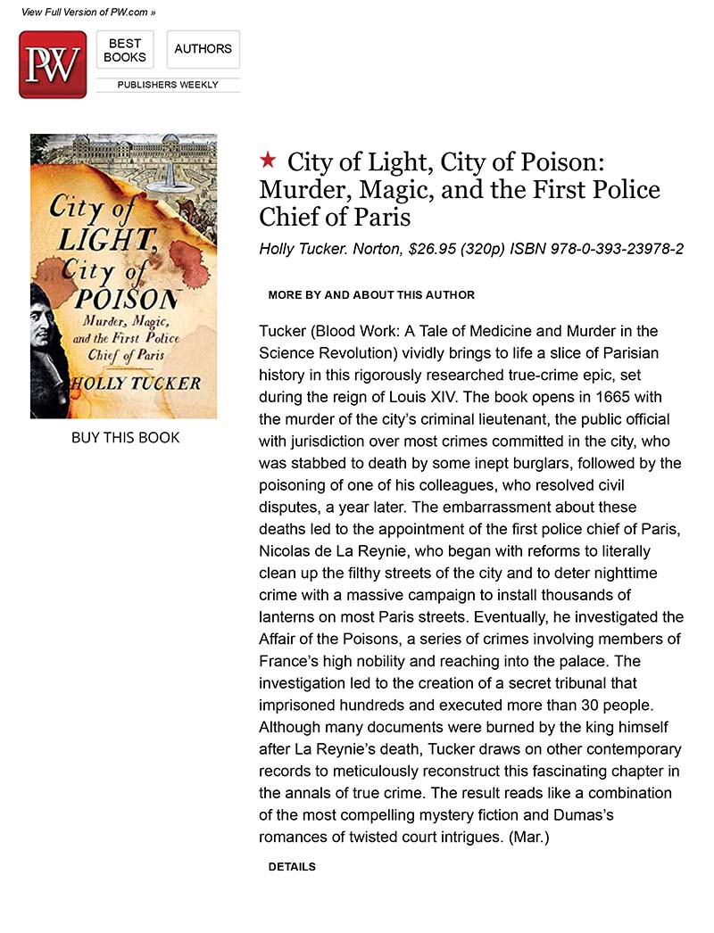 City of Light receives starred review in Publishers Weekly!
